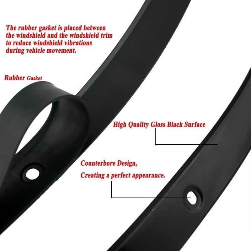 Twinyan Motorcycle Windscreen Windshield Trim Gloss Black Steel Smooth Compatible for Harley Davidson Touring Street Glide Electra Glide Ultra Limited Tri Glide 2014-2023 - Image 2